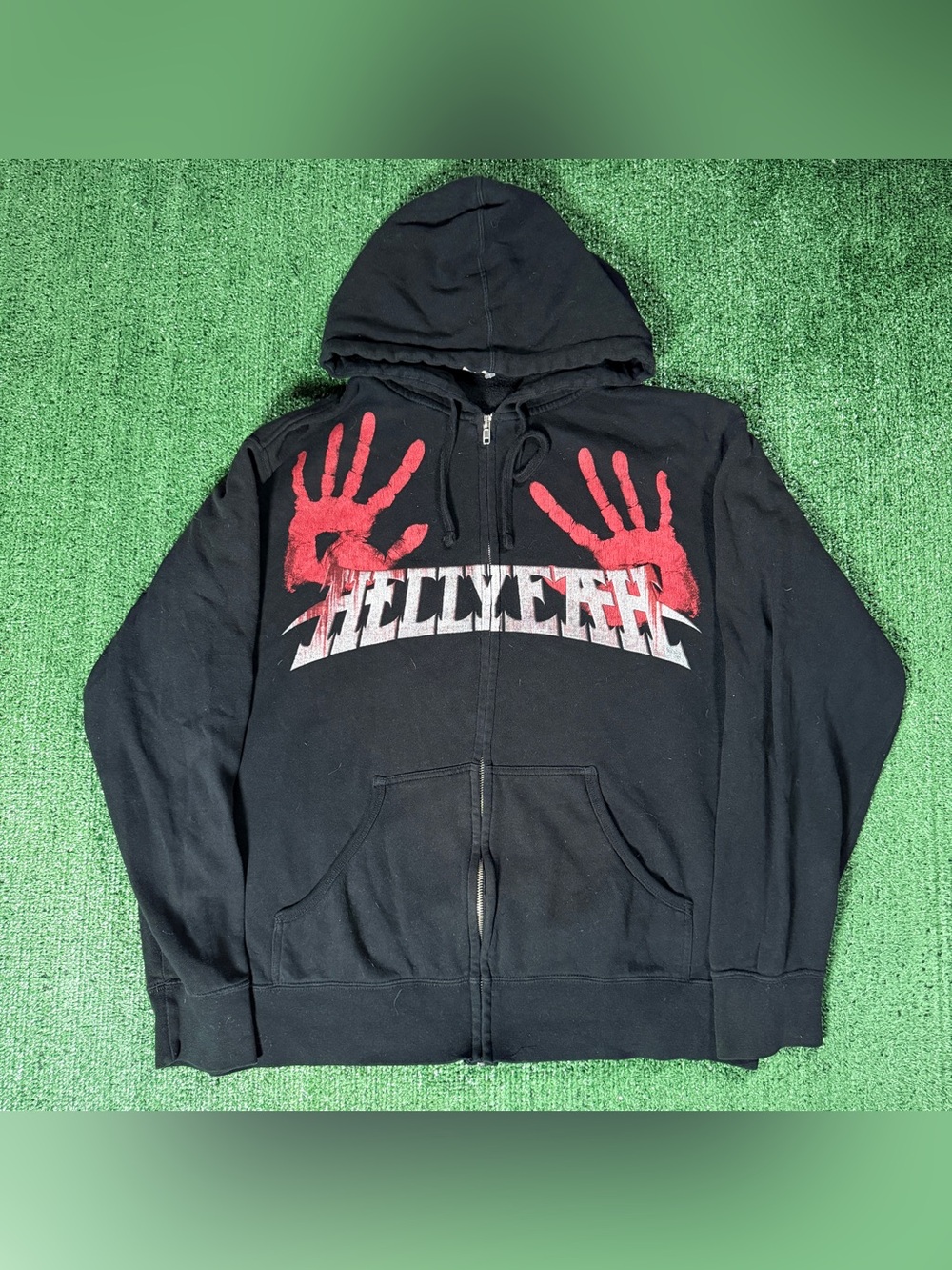 Blood For Blood Zip Up Hoodie Size Large Black Hell Yeah Graphic Metal